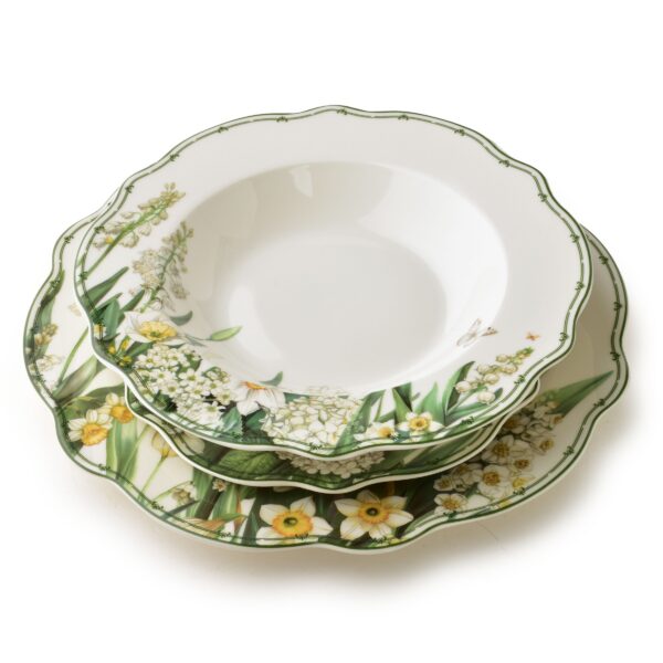 Porcelánová jedálenská súprava LEA Elegant 18 ks biela/zelená