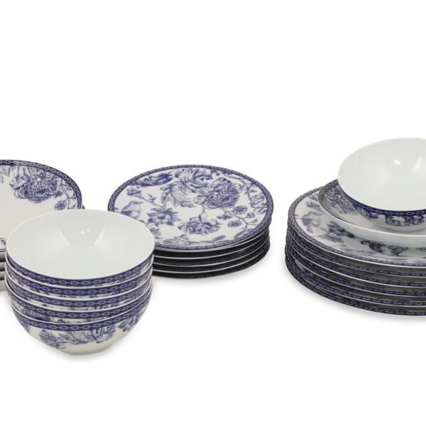 Porcelánová súprava 24 ks tanierov Folclore biela/modrá