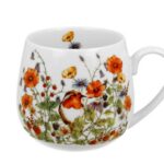 Porcelánový hrnček BARYLKA DIVOKÉ VTÁKY 430 ml biely
