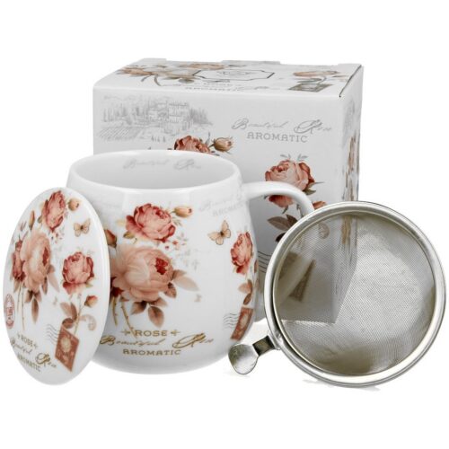 Porcelánový hrnček SECESE 430 ml biely/ružový Porcelánový hrnček SECESE 430 ml biely/ružový