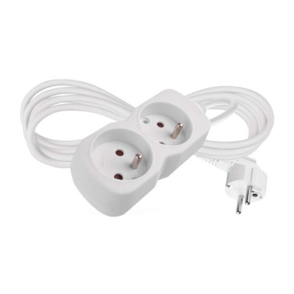 Predlžovací kábel s 2 zásuvkami 1 mm² MEZA 2 m biely