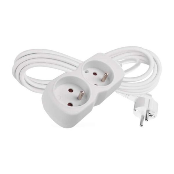 Predlžovací kábel s 2 zásuvkami 1 mm² MEZA 3 m biely