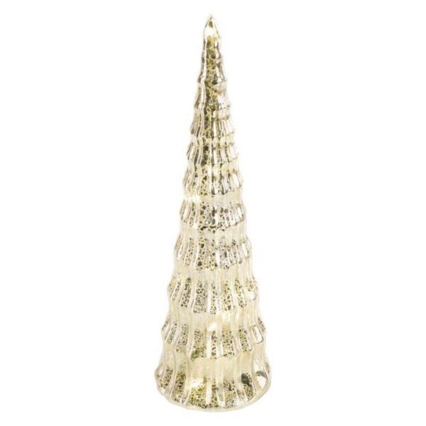 Sklenený LED stromček 27 cm s časovačom teplá biela