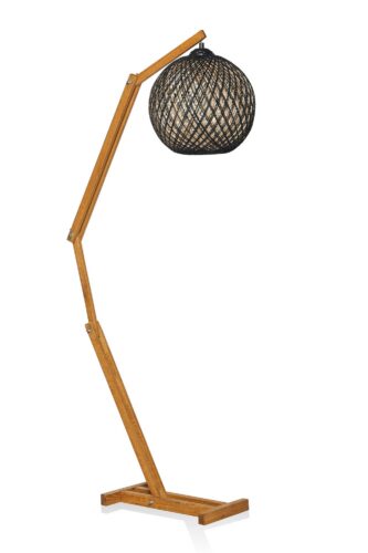 Stojacia lampa Beehive z masívu čierna/hnedá Stojacia lampa Beehive z masívu čierna/hnedá