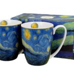 Súprava 2 ks porcelánových hrnčekov Van Gogh STARRY NIGHT 350 ml modrá