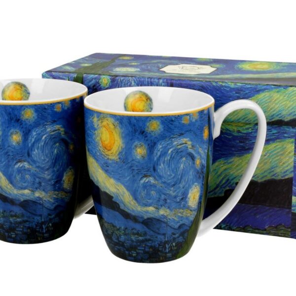 Súprava 2 ks porcelánových hrnčekov Van Gogh STARRY NIGHT 350 ml modrá