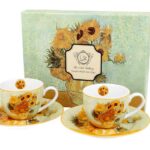 Súprava 2 ks porcelánových hrnčekov Van Gogh Sunflowers 90 ml viacfarebná