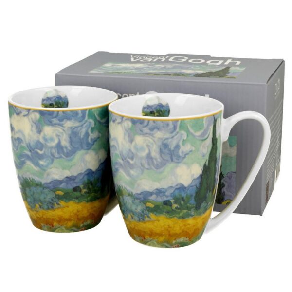 Súprava 2 ks porcelánových hrnčekov Van Gogh Wheat Field 350 ml viacfarebná