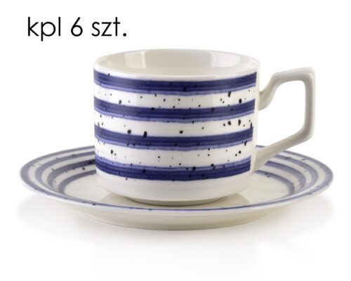 Súprava 6 ks šálok s podšálkou Joy 210 ml biela/modrá Súprava 6 ks šálok s podšálkou Joy 210 ml biela/modrá