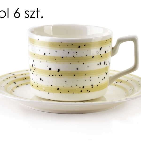 Súprava 6 ks šálok s podšálkou Joy 210 ml biela/žltá