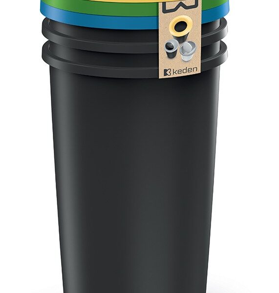 Súprava okrúhlych odpadkových košov COMPACTO FLAS 3x 50 L čierna
