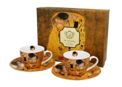 Súprava šálok s podšálkou espresso Klimt THE KISS 2 ks 90 ml hnedá Súprava šálok s podšálkou espresso Klimt THE KISS 2 ks 90 ml hnedá