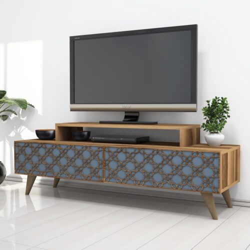 TV stolík CITY 140 cm orech/modrý TV stolík CITY 140 cm orech/modrý