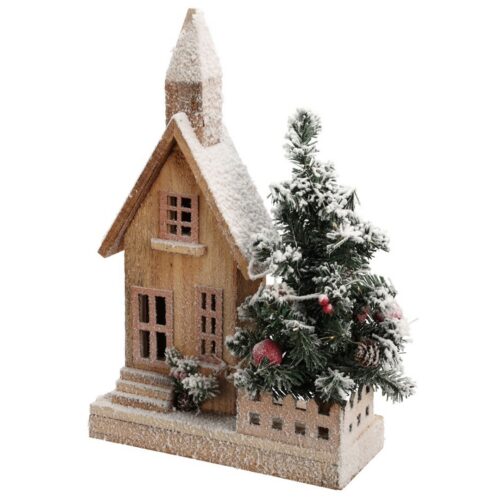 Vianočná LED chalúpka VESELÉ VIANOCE 44 cm hnedá/biela Vianočná LED chalúpka VESELÉ VIANOCE 44 cm hnedá/biela