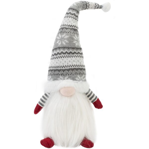 Vianočný škriatok ELF 0623 - 48 cm sivý/biely