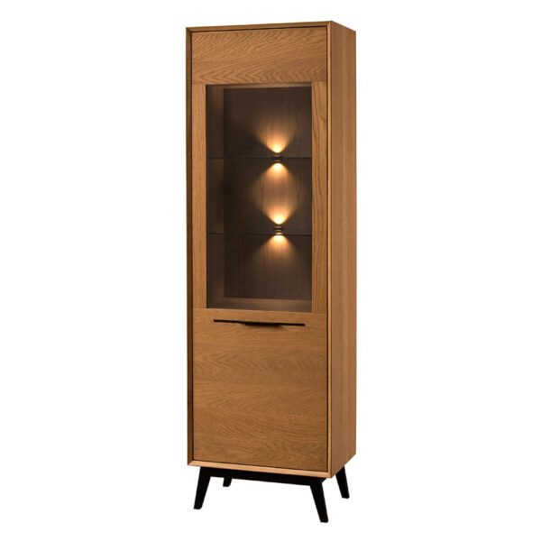 Vitrína Lazure 10 s osvetlením 60 cm dub Rustikal karamelový