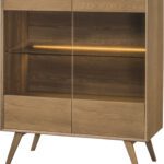 Vitrína Leo 16 II 105 cm s LED osvetlením dub rustikálny karamelový