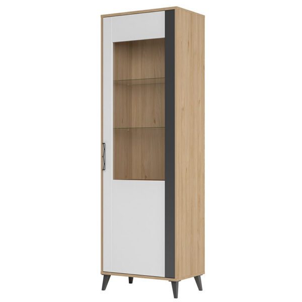 Vitrína Moet 10 65 cm pravá orech americký Jackson/biely/grafit