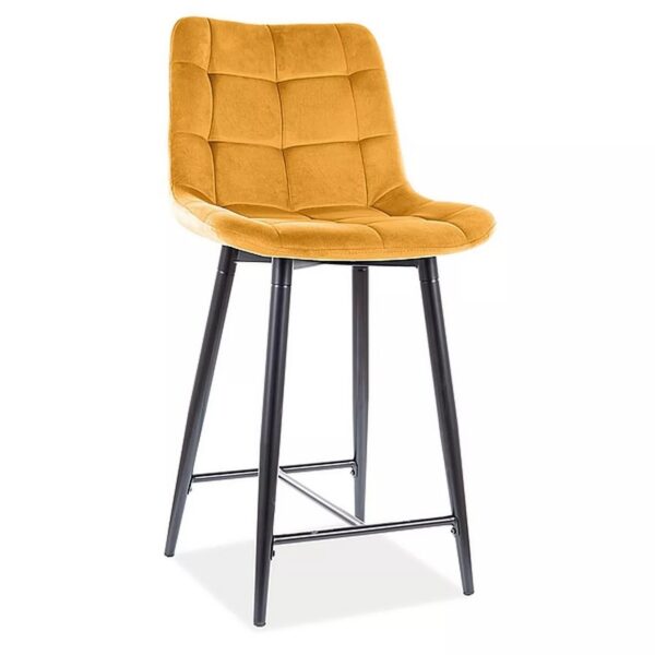 Zamatová barová stolička CHIC 90 cm horčicová