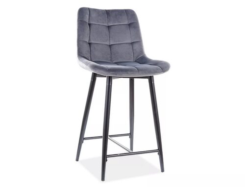 Zamatová barová stolička CHIC 90 cm sivá Zamatová barová stolička CHIC 90 cm sivá