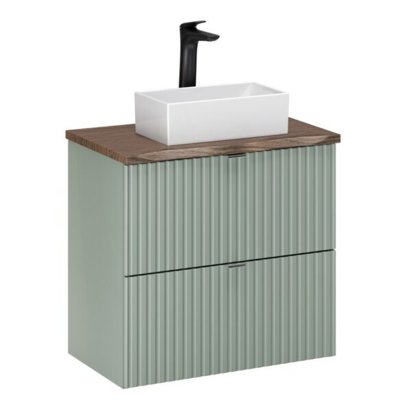 Závesná skrinka Line Reed Green Gaja s doskou a umývadlom 60 cm zelená/dub casella