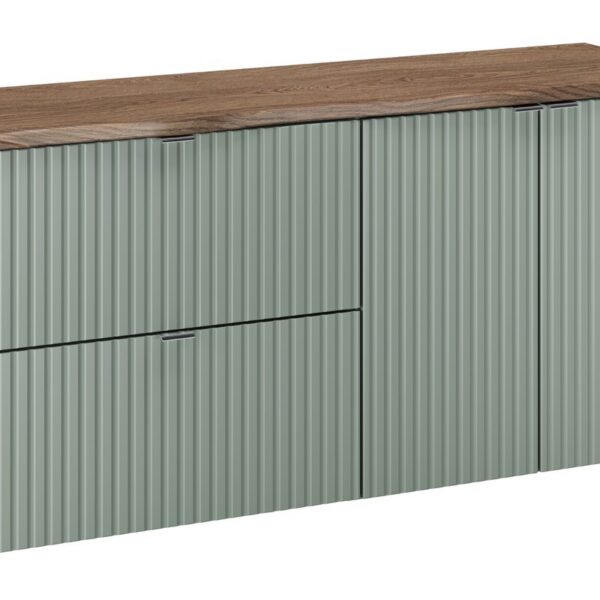 Závesná skrinka pod umývadlo Line Reed Green s doskou 120 cm zelená/dub casella
