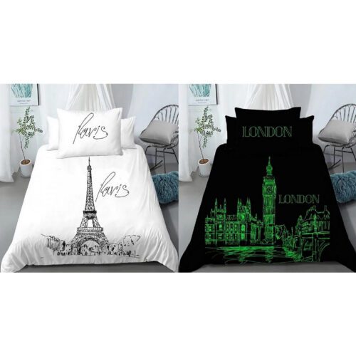 Bavlnené svietiace obliečky Paríž/Londýn Bavlnené svietiace obliečky Paríž/Londýn