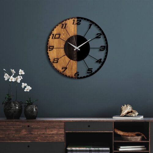 Dekoratívne nástenné hodiny WALLIE LINEAR 56 cm orech/čierne Dekoratívne nástenné hodiny WALLIE LINEAR 56 cm orech/čierne