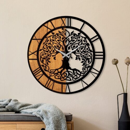 Dekoratívne nástenné hodiny WALLIE TREE LIKE 56 cm orech/čierne Dekoratívne nástenné hodiny WALLIE TREE LIKE 56 cm orech/čierne