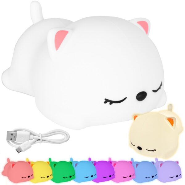 Detská stolná LED lampa Kitty biela