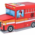 Dětský skládací úložný box Bus červený