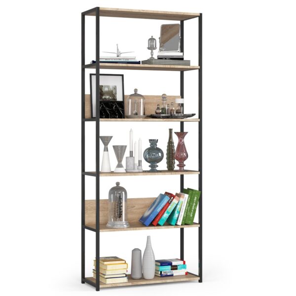 Industriálny regál Lamon 80 cm čierny/dub sonoma