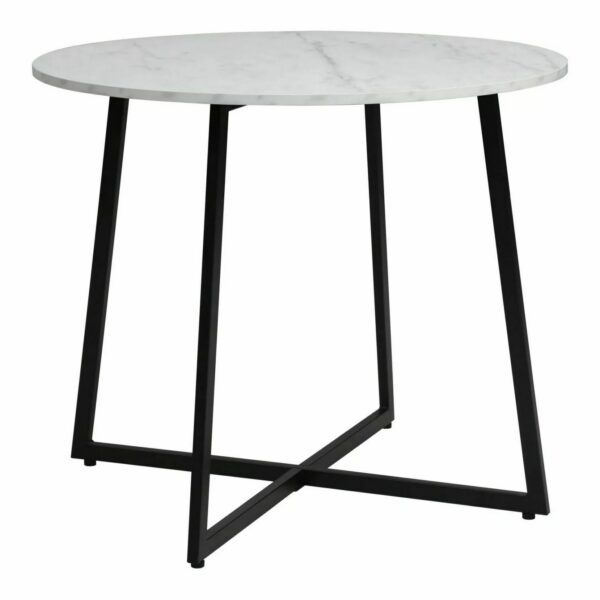 Jedálenský stôl Luna 90 cm biely mramor/čierny