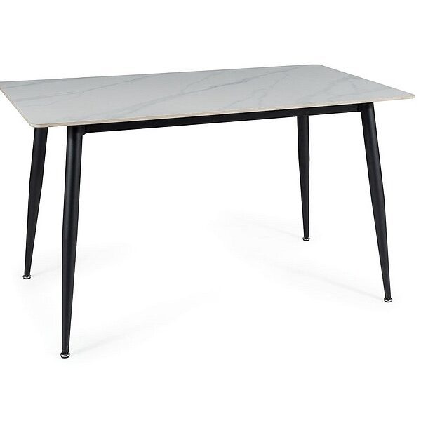 Jedálenský stôl Rion 130 cm keramika biely mramor/čierny