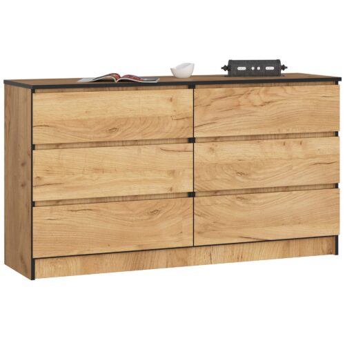 Komoda Kuba 140 cm 6 šuplíkov dub craft zlatý Komoda Kuba 140 cm 6 šuplíkov dub craft zlatý
