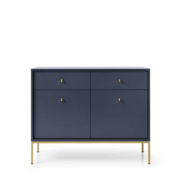 Komoda Mono II 104 cm so zásuvkami modrá/zlatá