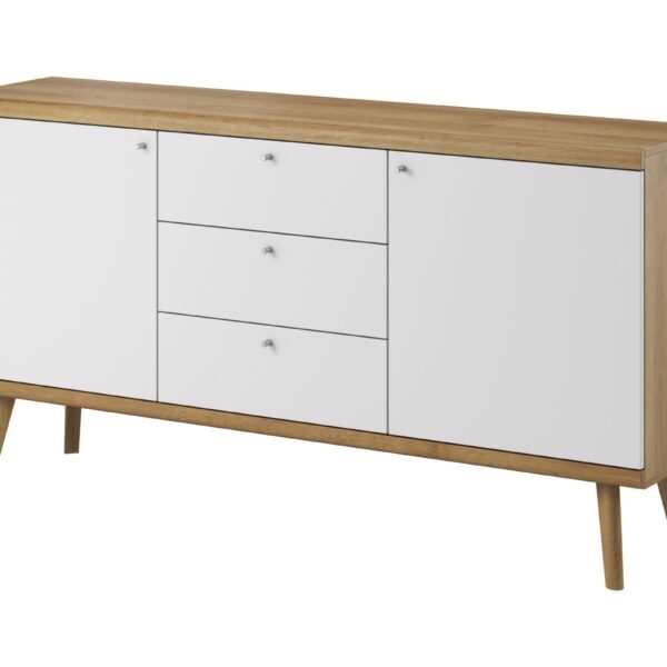 Komoda Primo 160 cm so zásuvkami dub Riviéra/biela