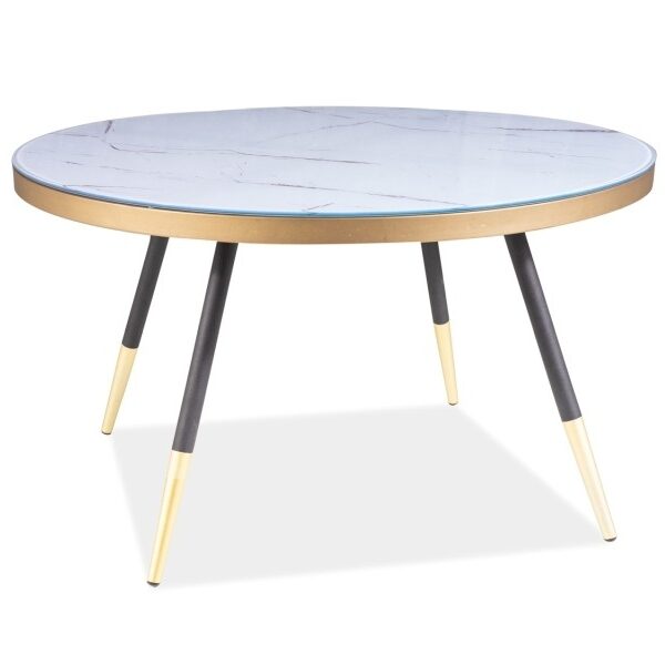 Konferenčný stolík Vegas 80 cm biely mramor/čierny
