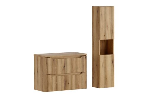 Kúpeľňová zostava Nova s doskou a skrinkami 80 cm dub coast evoke Kúpeľňová zostava Nova s doskou a skrinkami 80 cm dub coast evoke
