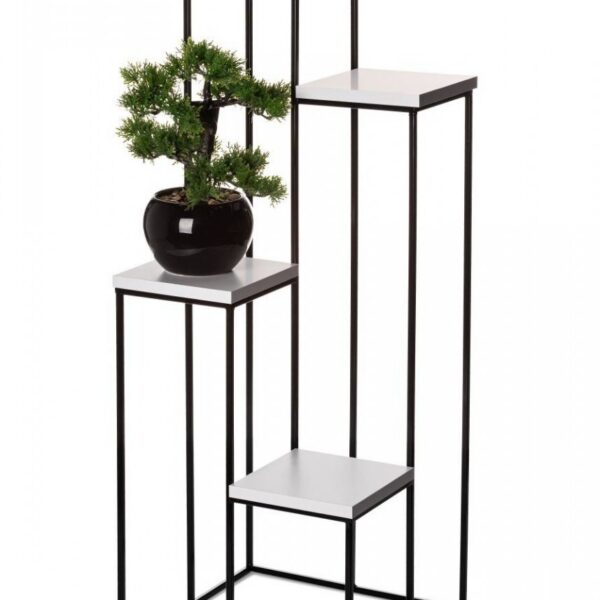 Kvetinový stojan v industriálnom štýle 110 cm čierny/biely