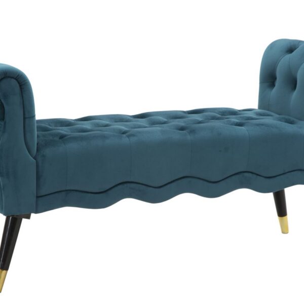 Lavica Paris 120 cm zamat tyrkysová/zlatá