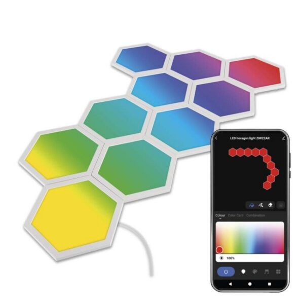 Nástenné LED svietidlo GoSmart Hexagon 10 dielov viacfarebné