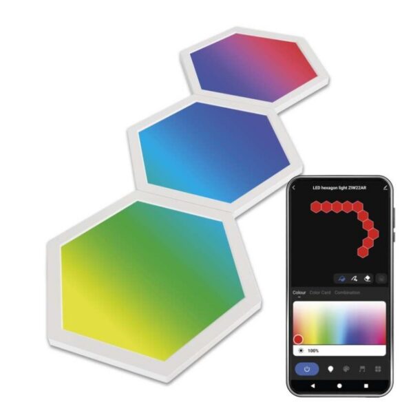 Nástenné LED svietidlo GoSmart Hexagon 3 diely viacfarebné