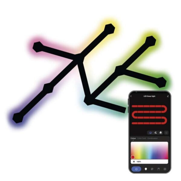 Nástenné LED svietidlo GoSmart Lines 9 dielov viacfarebné/čierne