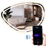 Nástenné LED zrkadlo s reproduktorom Fog 100 cm strieborné