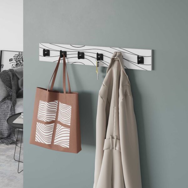 Nástenný vešiak Houseland FLOW 63 cm bielo-čierny