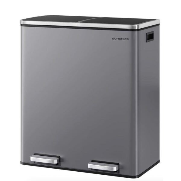 Odpadkový koš s víkem JORDAN 2x30 L šedý/černý