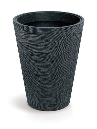 Plastový květináč TUBRAN ROUND MIDL 48 cm černý granit Plastový květináč TUBRAN ROUND MIDL 48 cm černý granit