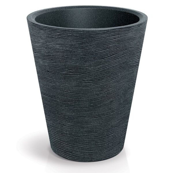 Plastový květináč TUBRAN ROUND černý granit