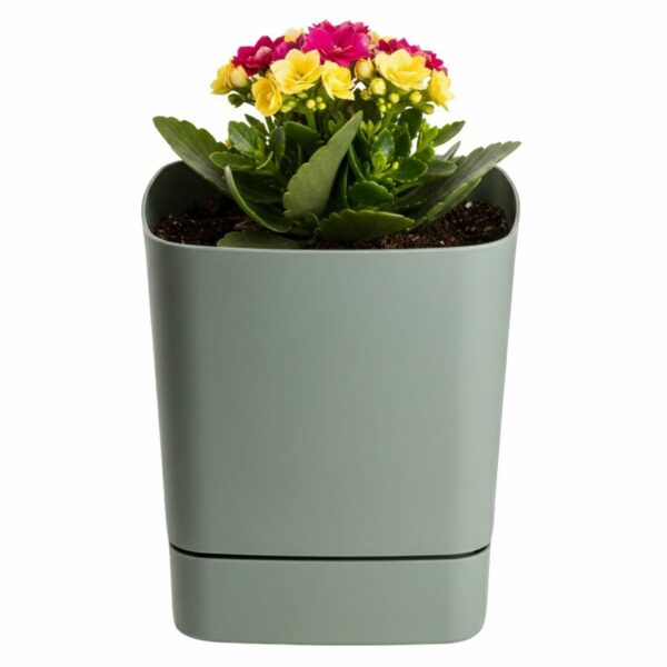 Plastový kvetináč s podmiskou Cubi 16x16 cm - výber z 6 prevedení